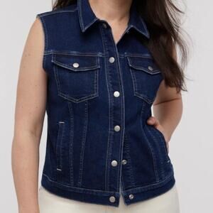 $118 Madewell Blue Snap Button Denim Fitted Vest in Rocco Wash Plus Size XXL